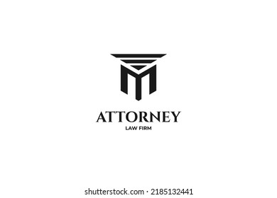 Greek M column pillar vector logo design illustration idea