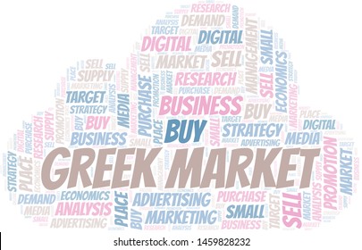Greek Market word cloud. Vector made with text only