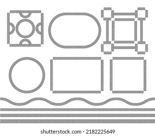 Greek meander frames. Roman borders symbols, square and circle ancient motive decoration ornaments, mediterranean el greco styles ornaments, vector illustration