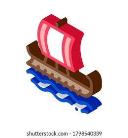 greek merchant ship icon vector. isometric greek merchant ship sign. color isolated symbol illustration