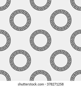 Greek minimal monochrome black and white pattern, background or ornament. Ancient style, symbols