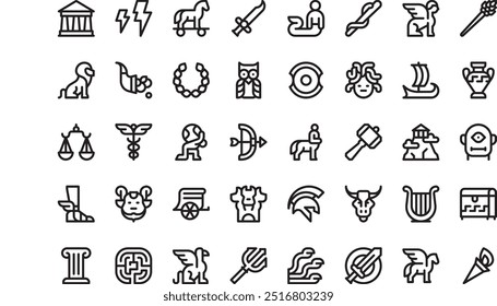 Greek mithology icons High-Quality Vector Icons Collection with Editable Stroke. Ideal for Professional and Creative Projects.