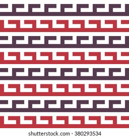 Greek Motif Seamless Pattern Red, Blue, White