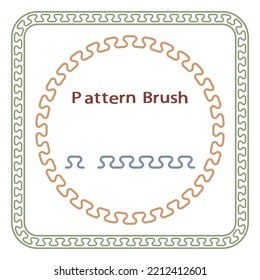 Greek motif set. Brush for create Greek antique patterns, round and square frames isolated on a white background Ornament for decorative tiles Vector illustration