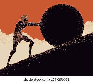 greek myth of sisyphus pushing a rock 