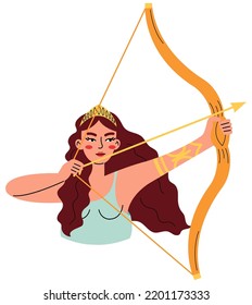 Greek mythology concept. Goddess Artemis - the goddess of nature, the hunt, and animals.