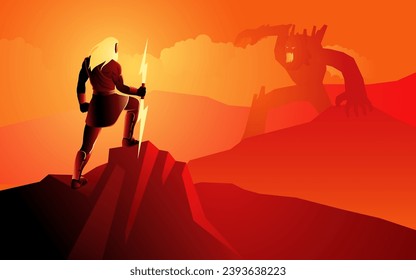 Greek mythology depicting the battle between Zeus, the king of the gods, and Kronos, the titan ruler. Make this illustration an addition to projects related to mythology, history, or storytelling