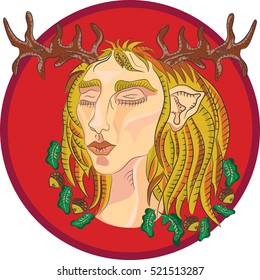 Greek mythology god Pan, Faun, sketch style hand drawn vector illustration.