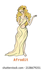 Greek mythology Gods, ,Aphrodite ,white background