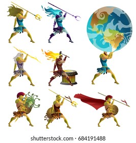 greek mythology gods, titan and warriors