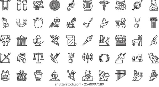 Greek mythology icons High-Quality Vector Icons Collection with Editable Stroke. Ideal for Professional and Creative Projects.