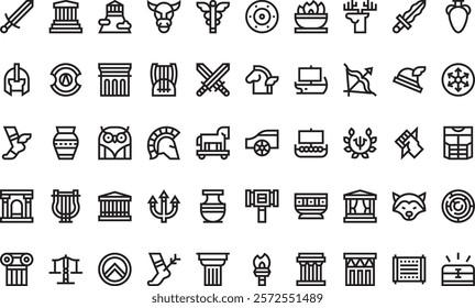 Greek mythology icons High-Quality Vector Icons Collection with Editable Stroke. Ideal for Professional and Creative Projects.