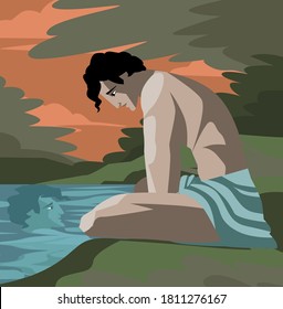 greek mythology Narcissus gazing himself