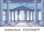 Greek Mythology Olympus Gate Buildings Front view Vector