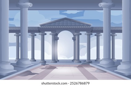 Greek Mythology Olympus Gate Buildings Front view Vector