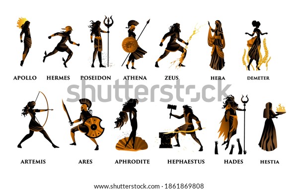 greek\
mythology orange and black figures olympus\
gods