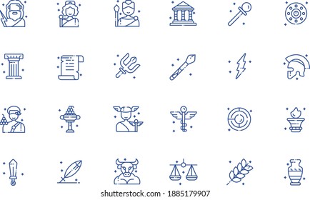 Greek Mythology Outline Icon Pack - All elements on this template are editable with vector software