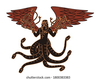 Greek Mythology Titan Monster Typhon With Snake Legs