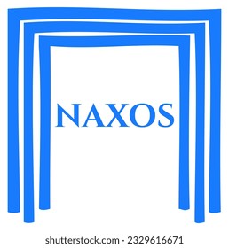 Diseño del logo vectorial de la isla griega de Naxos. Entrada del antiguo templo de mármol Apolo. 