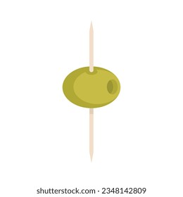 Greek olive toothpick icon flat vector. Food stick. Tooth pick isolated