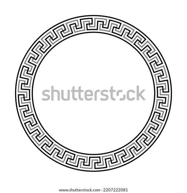 Greek Ornament Circle Frame Meander Round Stock Vector (Royalty Free ...