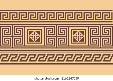 Greek Ornament. Circle ornament meander. Round frame, rosette of ancient elements. Greek national antique round pattern. Rectangular pulse. border art