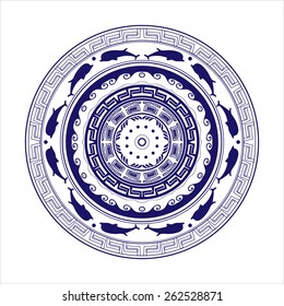 Greek ornament , circular pattern, vector image