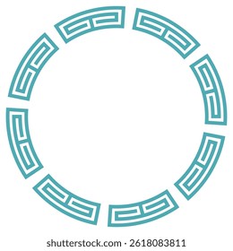 Greek ornament in meander style. Round vector outline frame for logo, stamp, print or engraving. Editable counter line