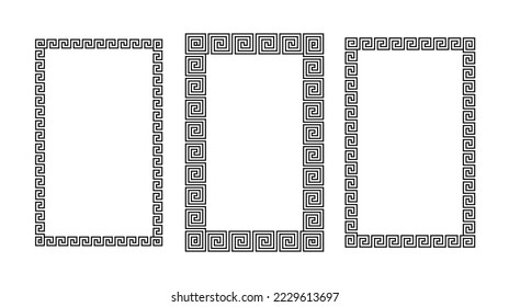 Greek ornament rectangle frame set. Meander rectangle patterns collection. Ancient Greek fret borders. Geometric meandros motif. Vector