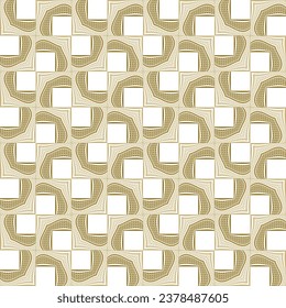 Greek ornamental meanders seamless pattern. Vector patterned background. Symmetrical tribal ethnic golden regular ornaments with squares, shapes, curves. Ornate endless texture. For fabric, prints.