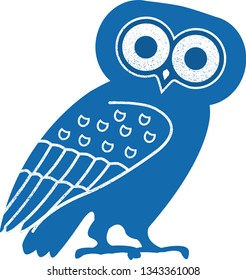 greek owl vector illustration. Wise symbol