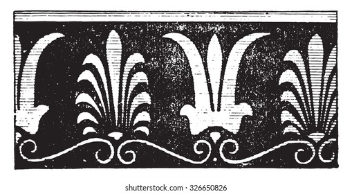 Greek palmette, vintage engraved illustration.

