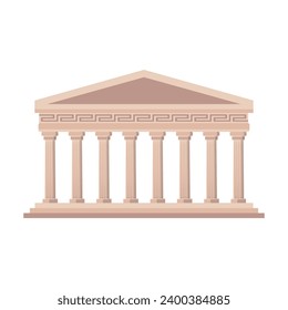 Greek pantheon with columns isolated on white background. Greek culture. Greek antique architecture. Vector stock