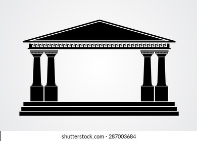 Greek parthenon silhouette isolated on white background. Vector illustration