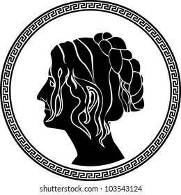 greek patrician women profile stencil