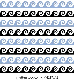 Greek pattern, background or ornament. Ancient style, waves. Vector illustration