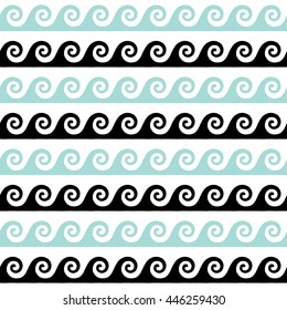 Greek pattern, background or ornament. Ancient style, waves. Vector illustration