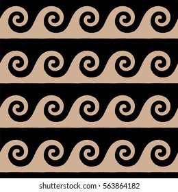 Greek pattern, background or ornament. Black and Hazelnut color. Ancient style, waves. Vector illustration