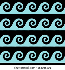 Greek pattern, background or ornament. Island Paradise color. Ancient style, waves. Vector illustration