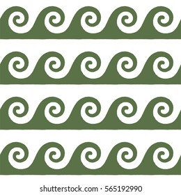 Greek pattern, background or ornament. Kale and white color. Ancient style, waves. Vector illustration