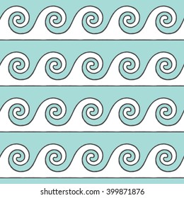 Greek pattern, background or ornament. Limpet shell and white color. Ancient style, waves