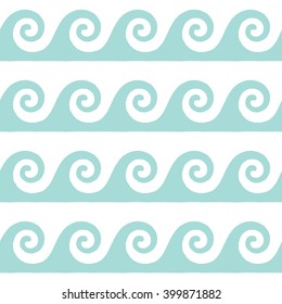 Greek pattern, background or ornament. Limpet shell and white color. Ancient style, waves