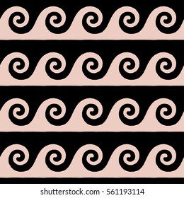Greek pattern, background or ornament. Pale Dogwood and black color. Ancient style, waves. Vector illustration