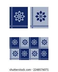 Patrón griego con azulejos rectangulares, símbolos tradicionales de Grecia. Colección azul y azul claro de iconos florales simple combinación de formas. Ilustración del vector
