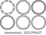 Greek pattern. Roman ellipse frame. Outline Greece border isolated on white background. Round Greece boarder for design prints. Fret Rome key stripes. Vector illustration