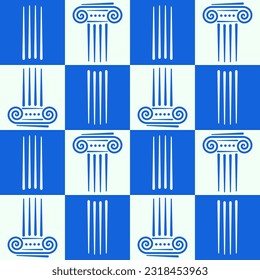 Patrón griego con azulejos, conjunto de símbolos tradicionales de columna antigua de la ilustración vectorial de Grecia