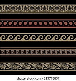 Greek patterns. Border decoration elements. Seamless vector file