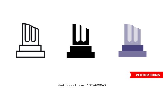 Greek pillar base icon of 3 types: color, black and white, outline. Isolated vector sign symbol.