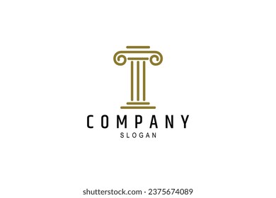Greek pillar column logo with luxury line art design style