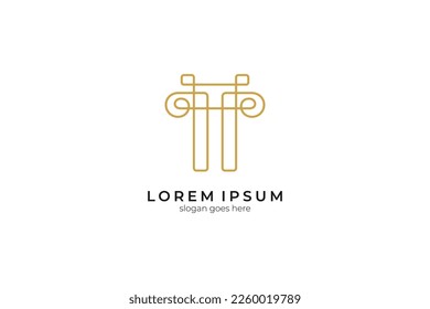 Vector de icono de los pilares griegos con estilo de diseño lineal